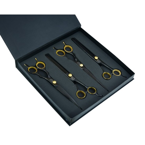 Black & Gold 8.5” Pet Grooming Scissors Set