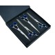 Silver with Blue Rings 8.5” Pet Grooming Scissors Set
